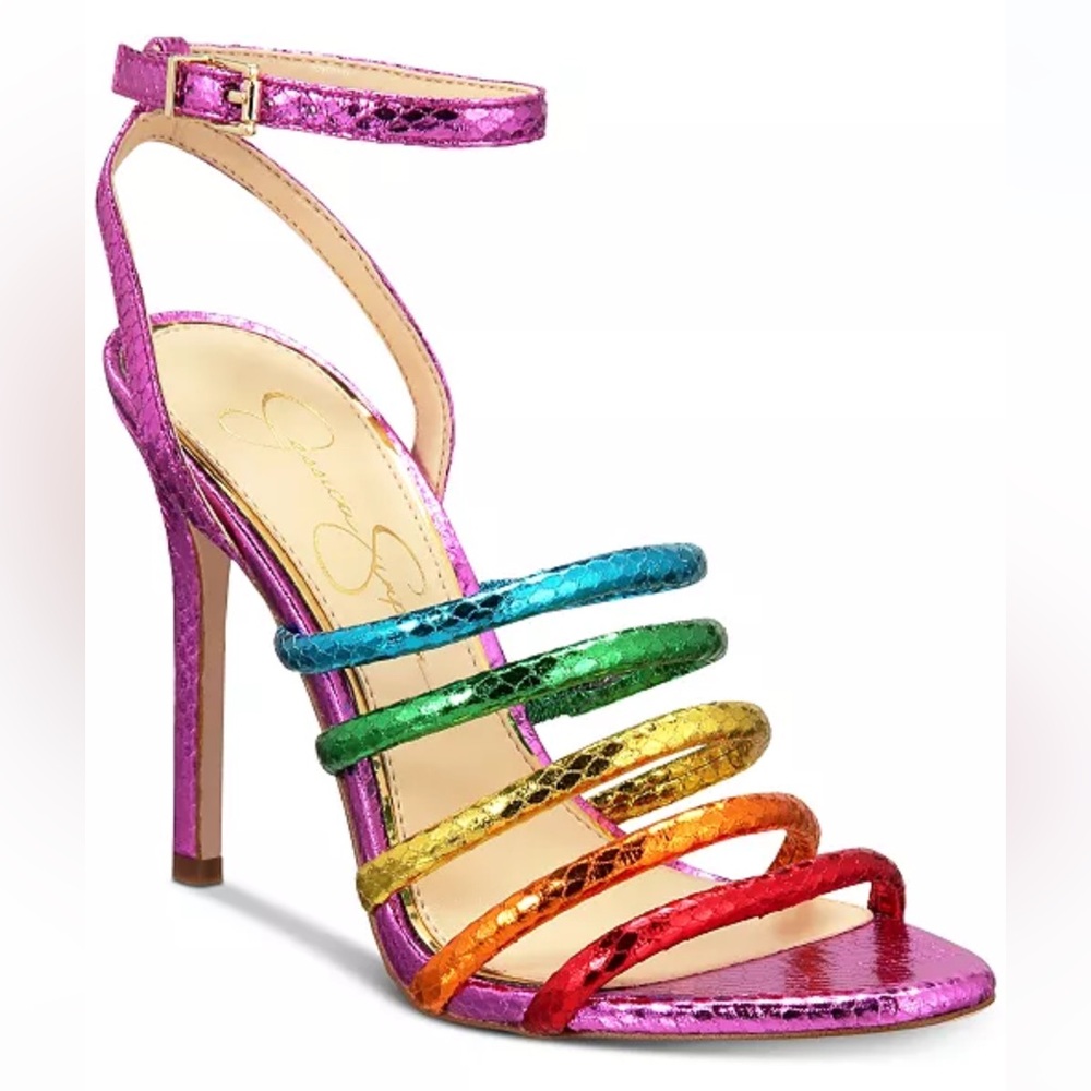 Jessica Simpson Rainbow Strappy Heels – Size 8.5, 4” Heel, Comes with Box